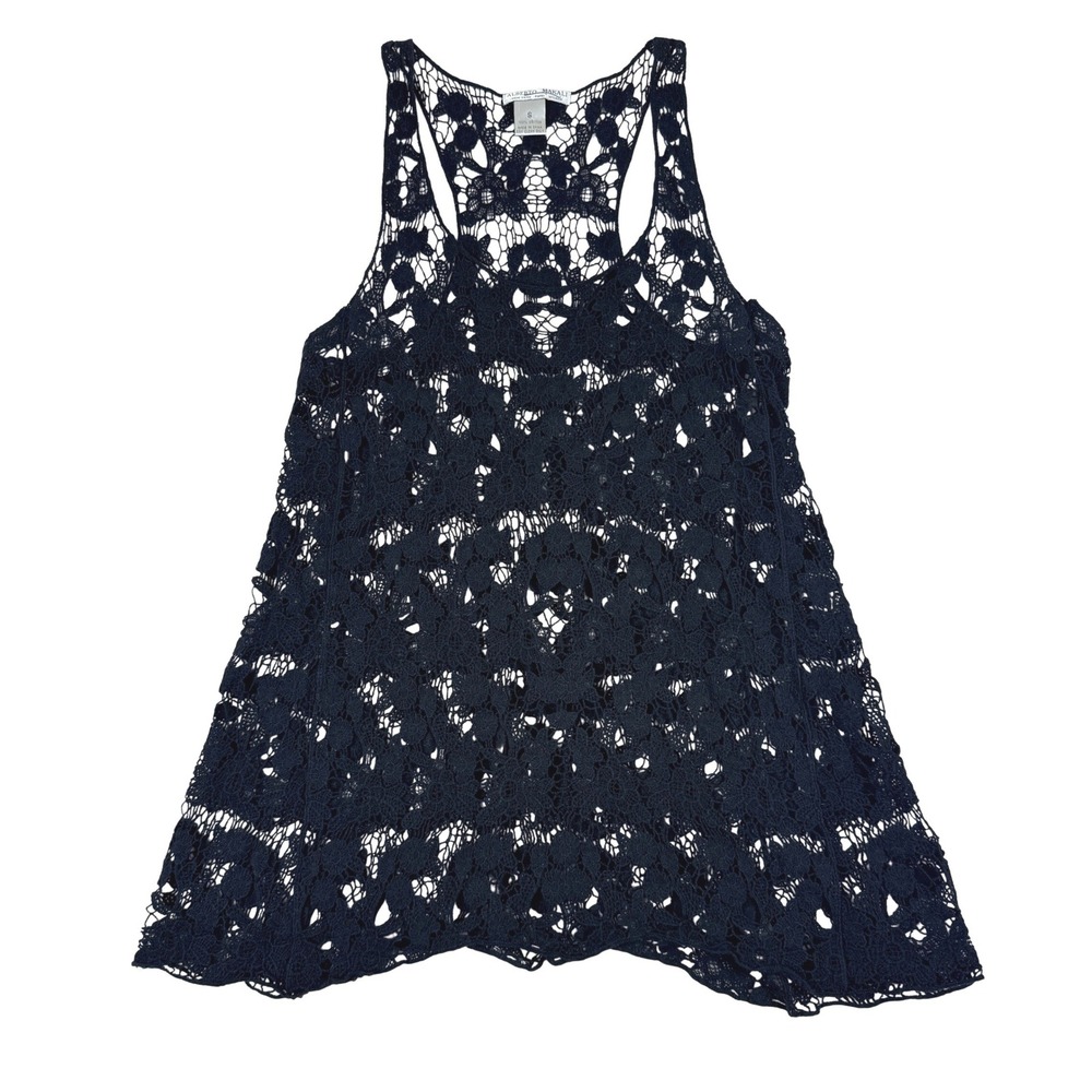 Alberto Makali Black Floral Crochet Tank Top‎ Cotton Womens Small